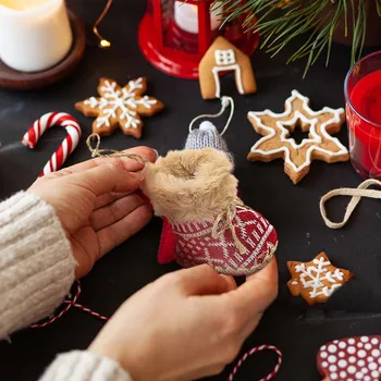 Mini Noel Çorap Noel Ağacı Dekorasyon Süsler Kolye Küçük Çizmeler Çocuk Yeni Yıl Şeker Çanta Noel Baba Hediye Çorap