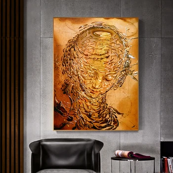 Raphaelesque Kafa Patlayan Boyama Salvador Dali duvar sanatı tuval baskı Soyut Altın Posteri Oturma Odası Ev Dekor ıçin Cuadros