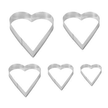 5 Adet Kalp Şekli kurabiye kesici Seti Sevgililer kurabiye kesici Paslanmaz Çelik Kalp Kesici sevgililer Günü Hediyesi