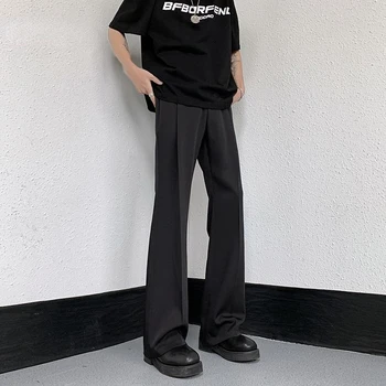 Yeni Tasarım Erkekler Yüksek Bel Pantolon Düz Renk İngiltere Iş Rahat Uzun Takım Elbise Pantolon Düz Slim Fit Dipleri Giyim H11