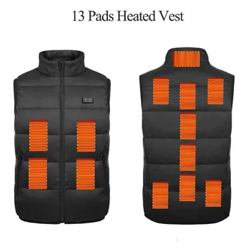 Kış 13 alanlar ısıtmalı kamuflaj yelek erkekler sıcak tutmak yelek USB elektrikli ısıtma ceket termal yelek avcılık açık yelek