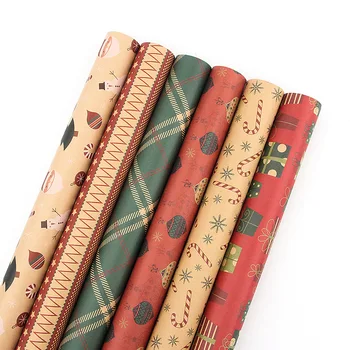 10 adet Yeni Noel Kraft Ambalaj Kağıdı Tatil Parti Ambalaj Kağıdı koleksiyon defteri kağıdı Ambalaj Poşetleri İş için