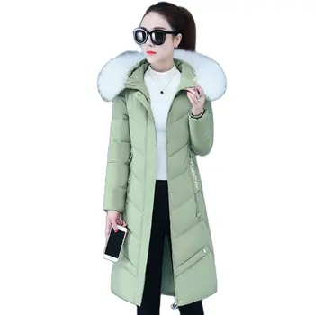 Moda Beyaz Ördek şişme ceket kadınlar Mizaç Orta uzunlukta Kore Versiyonu Kapşonlu İnce Nakış Kış kürk Yaka Ceket Bayan