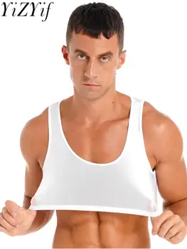 Erkek Parlak Kırpma Üstleri Kolsuz Düz Renk Tankları Spor Yoga Jimnastik Egzersiz Fitness Egzersiz Yelek Üstleri Beachwear Mayo