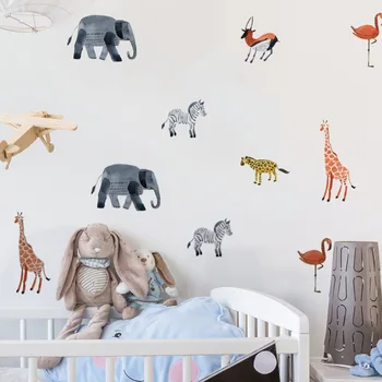 24 adet/takım İskandinav Tarzı Hayvanlar duvar çıkartmaları Karikatür DIY Duvar Çıkartması Oturma Odası Yatak Odası İÇİN Sınıf Duvar Dekor