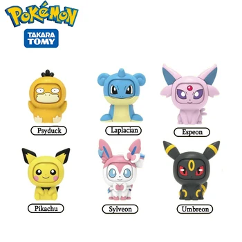 2023new Pokemon Anime Pikachu Psyduck Yüz değiştirme Poke Topu Seti oyuncak bebekler Eevee Gengar Mewtwo Aksiyon şekilli kalıp Çocuklar Hediye