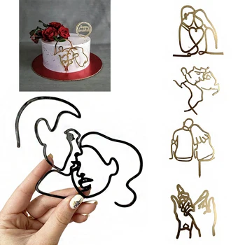 Akrilik Minimalist Sanat Bayan Yüz Kek Topper Kız Mutlu Doğum Günü Pastası Dekorasyon Düğün Pastası Topper Sevgililer Parti Malzemeleri