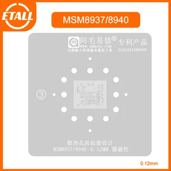 Amaoe MSM8937 için Yüksek Kalite BGA Reballing Stencil / 8940 CPU IC Çip Kalay Dikim Lehim Net 0.12 MM Kalınlığı