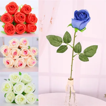 10 adet / grup Gerçek Dokunmatik PU Gül 2017 Yeni Yapay ipek Çiçek sevgililer Günü Ev Dekor Çiçekler Düğün Dekoratif Çiçekler